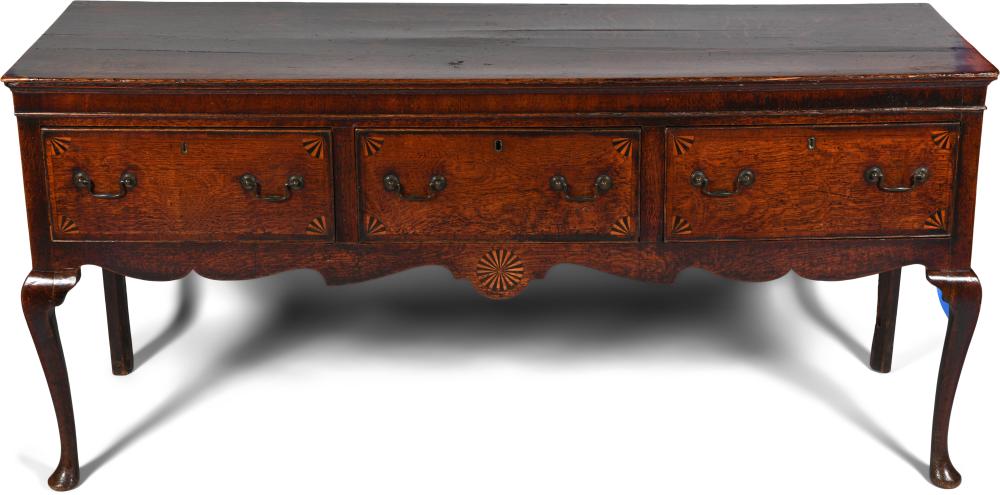 WELSH INLAID OAK DRESSER, 18TH