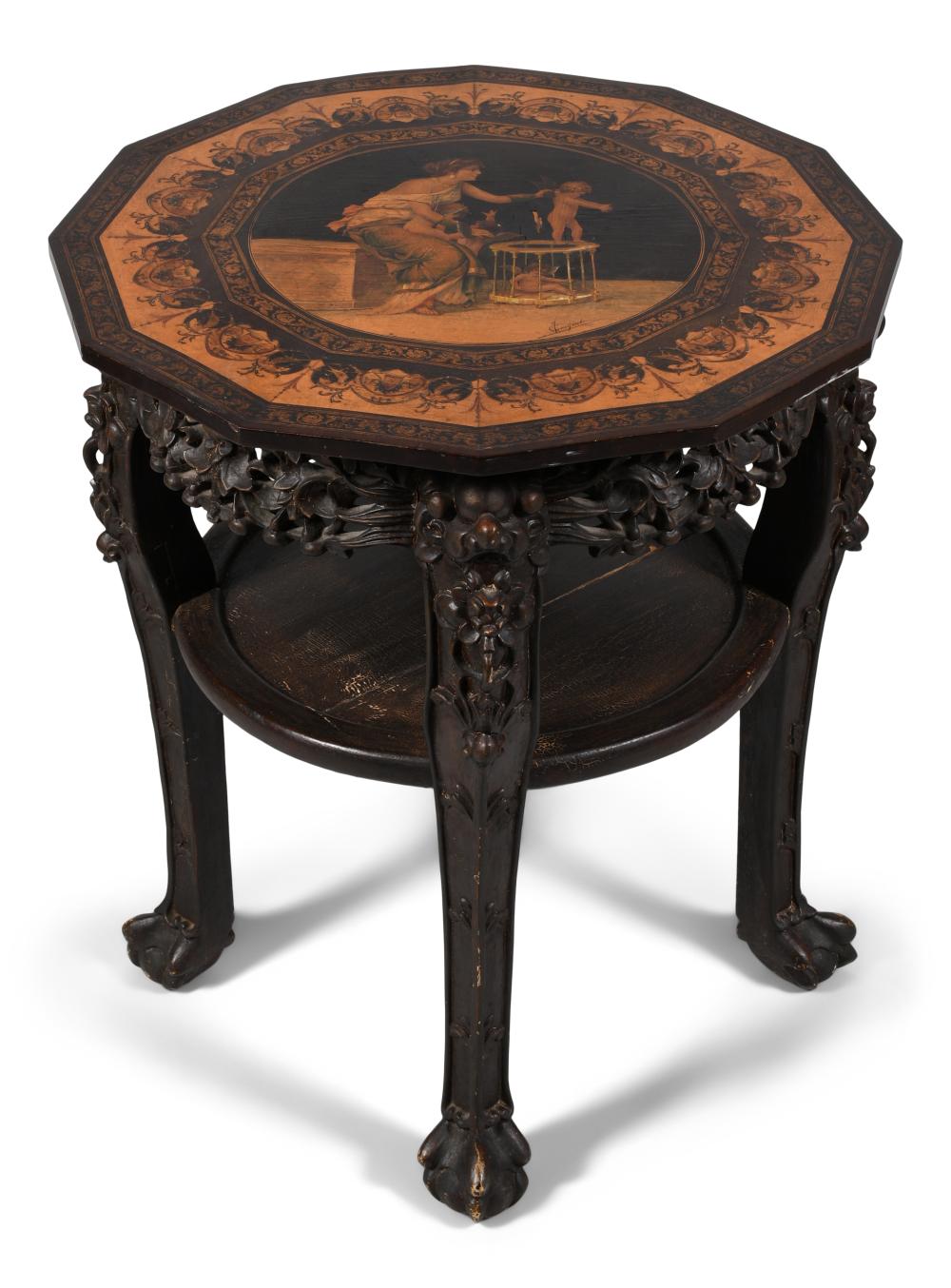 CHINESE HARDWOOD SIDE TABLE WITH