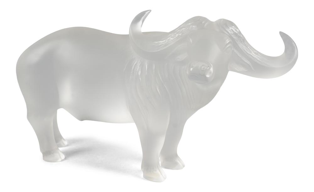 LALIQUE FROSTED CRYSTAL WATER BUFFALOLALIQUE