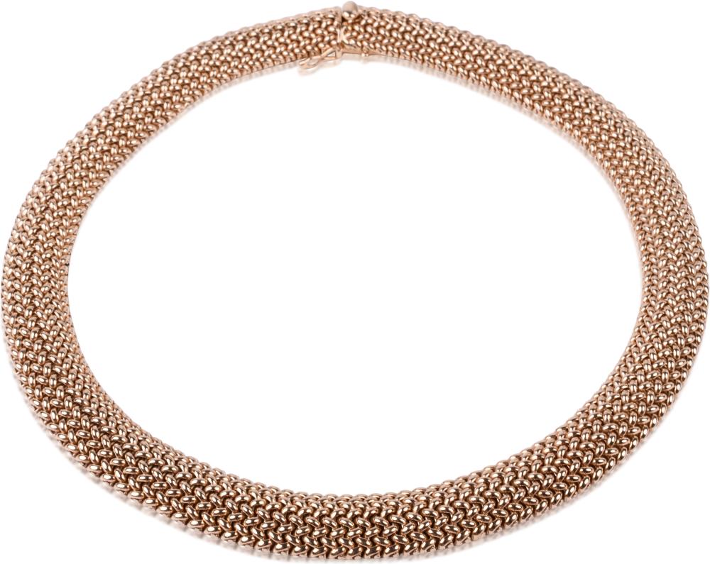 14K YELLOW GOLD WOVEN COLLAR NECKLACE