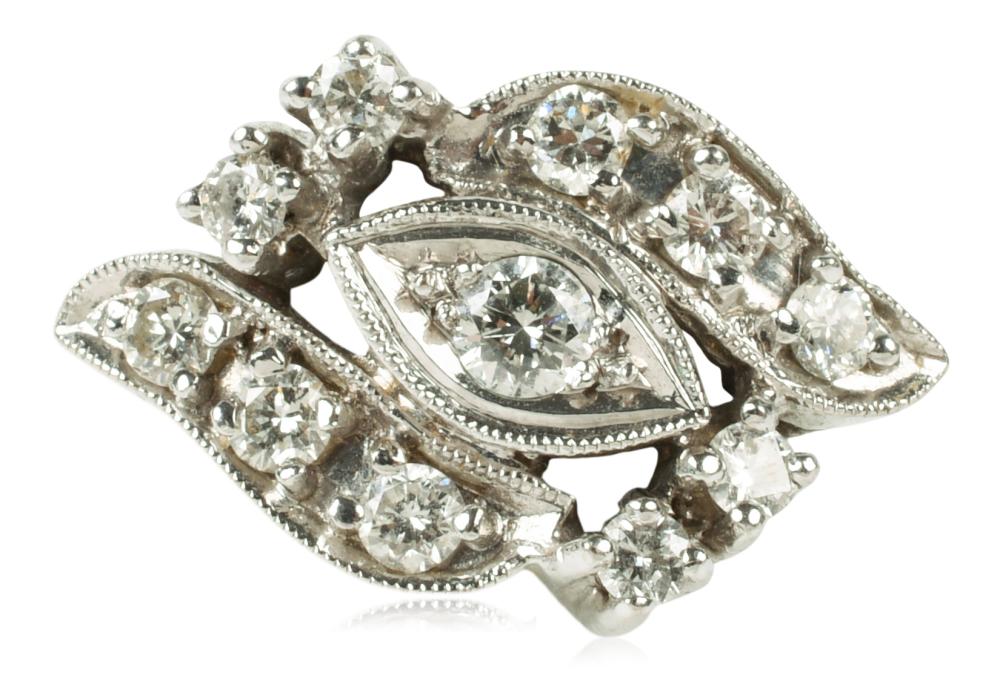 VINTAGE 14K WHITE GOLD AND DIAMOND