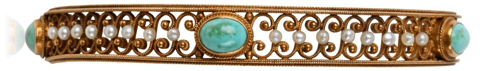 ANTIQUE 14K YELLOW GOLD AND TURQUOISE