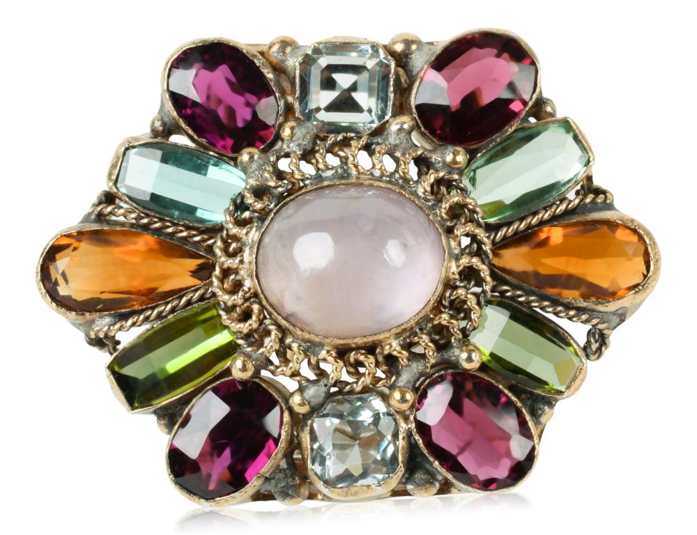 GEMSTONE BROOCH, EARLY 20TH CENTURY