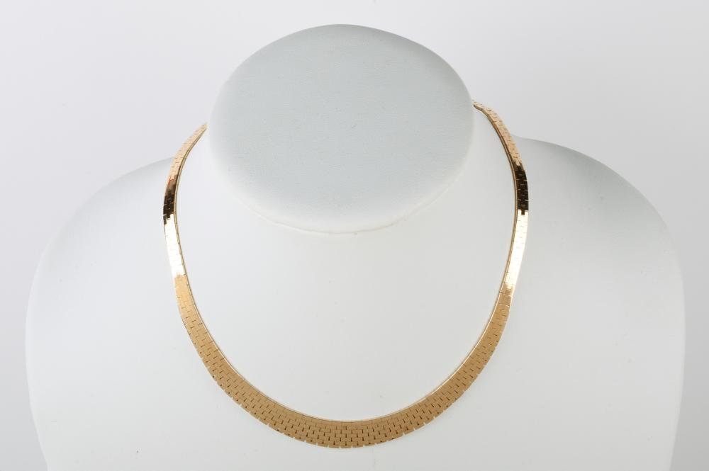 14K YELLOW GOLD FLAT LINK NECKLACE