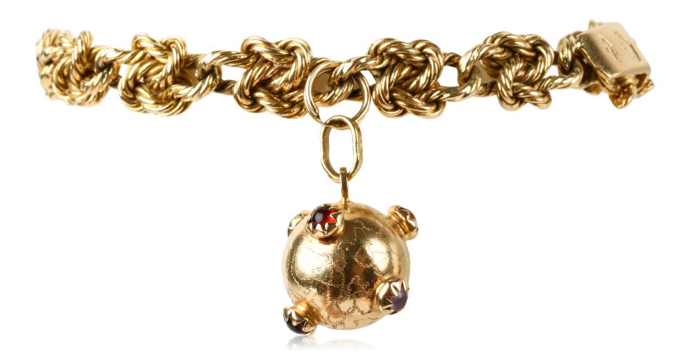 18K YELLOW GOLD KNOTTED ROPE BRACELET