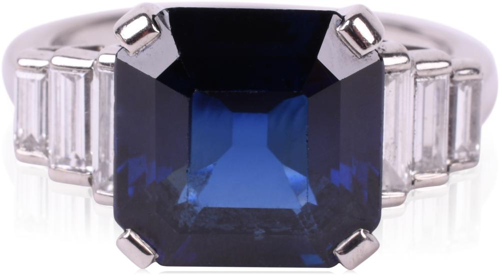 ART DECO STYLE 3.9 CARAT GIA SAPPHIRE