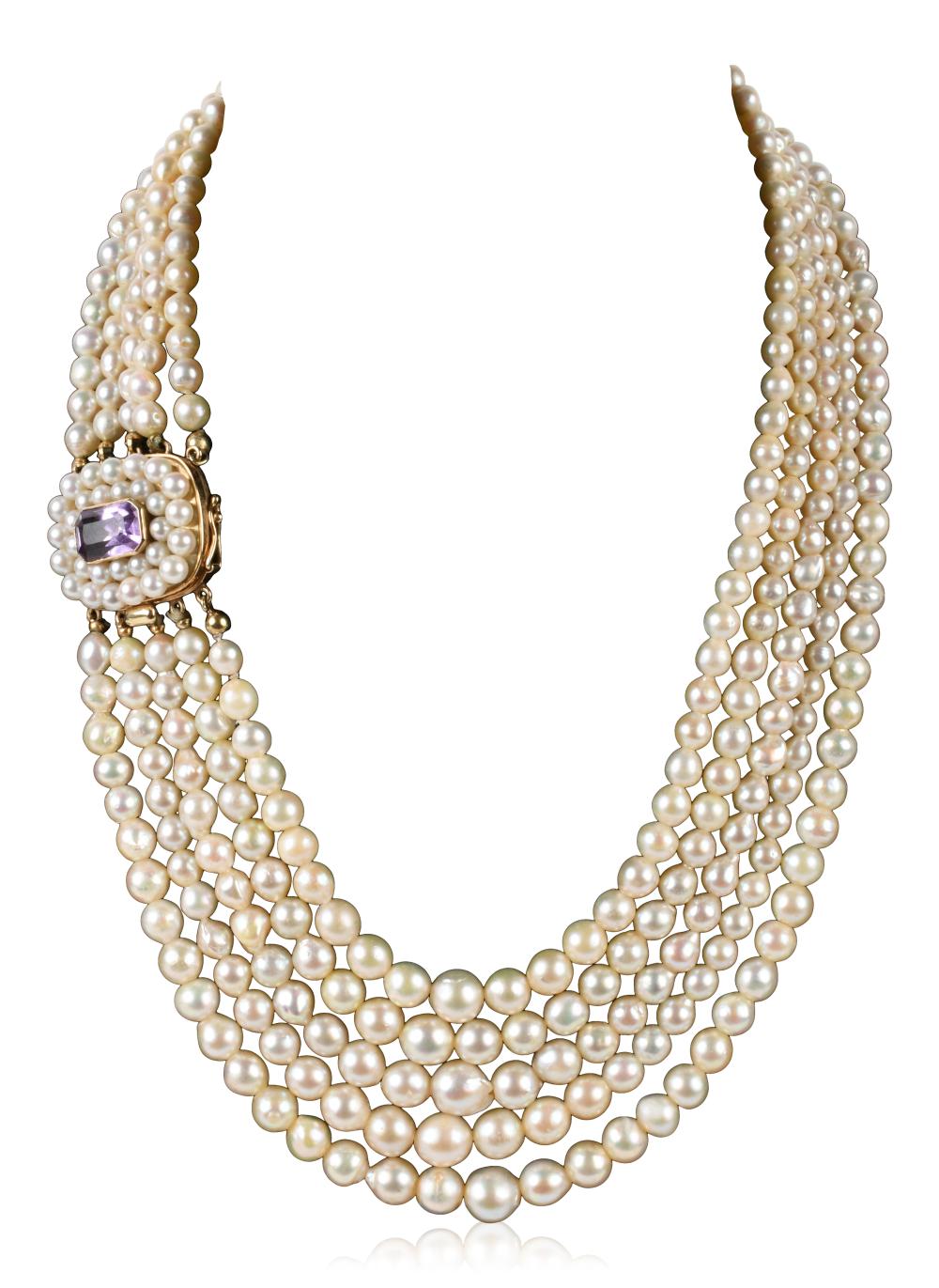 FIVE STRAND PEARL NECKLACE WITH 33daa9