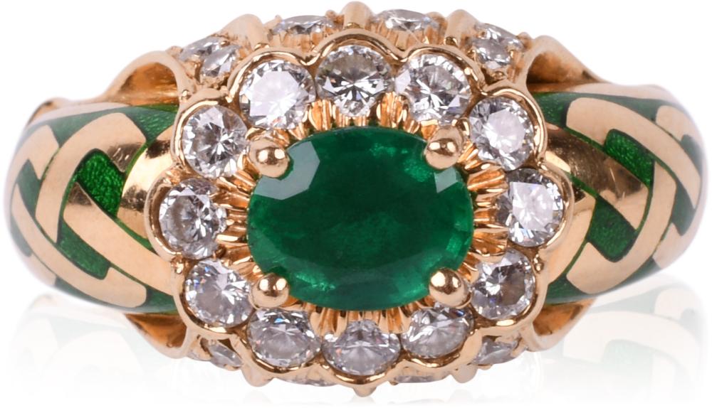 FRENCH 18K YELLOW GOLD EMERALD  33dab6