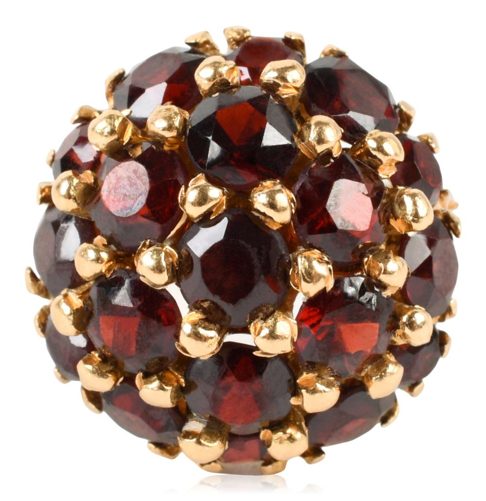 18K YELLOW GOLD AND GARNET BOMBE