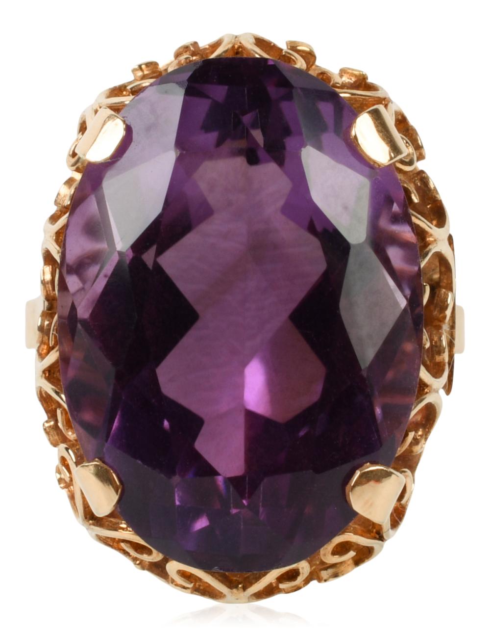 18K YELLOW GOLD AND 14 CARAT AMETHYST