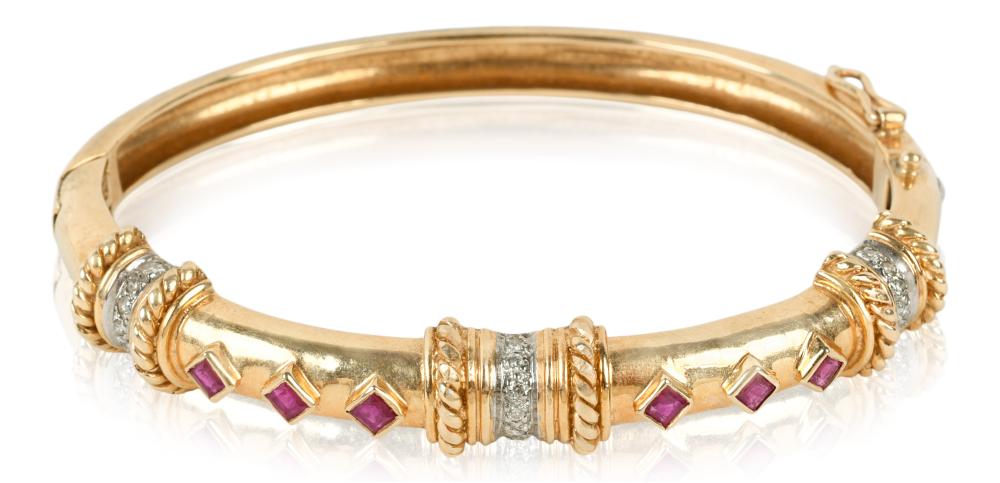 14K YELLOW AND WHITE GOLD RUBY