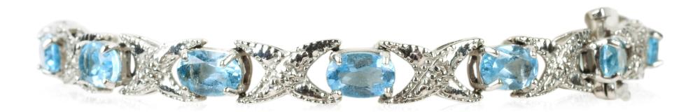 14K WHITE GOLD BLUE TOPAZ AND DIAMOND 33dae9