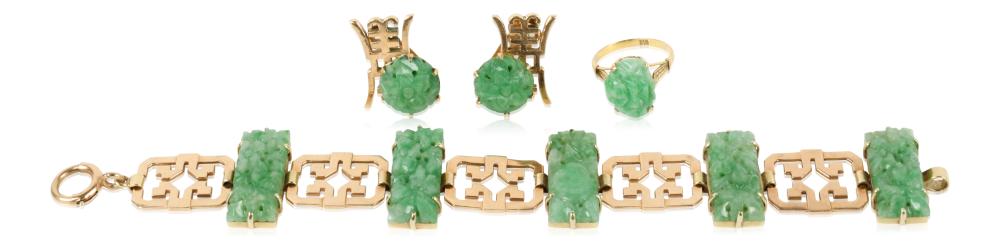 14K YELLOW GOLD AND JADEITE JEWELRY