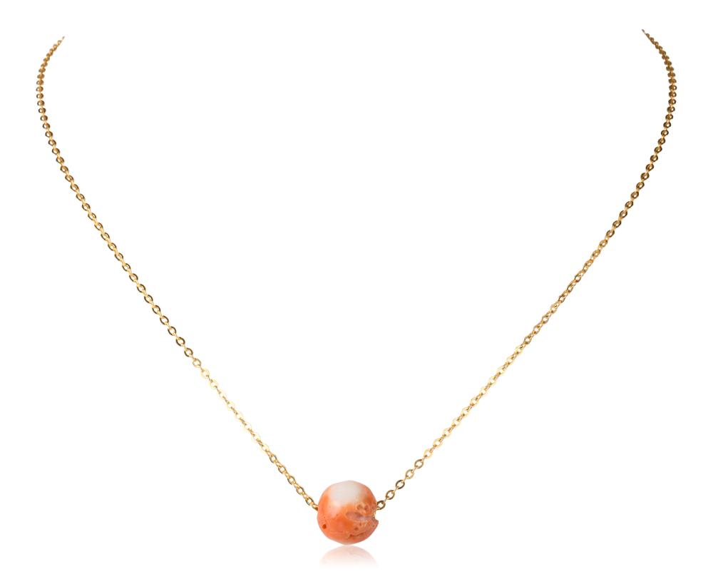 CORAL BEAD PENDANT AND 14K GOLD 33daef
