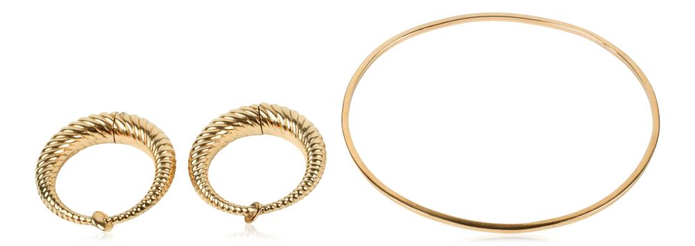 14K YELLOW GOLD HOOP EARRINGS AND