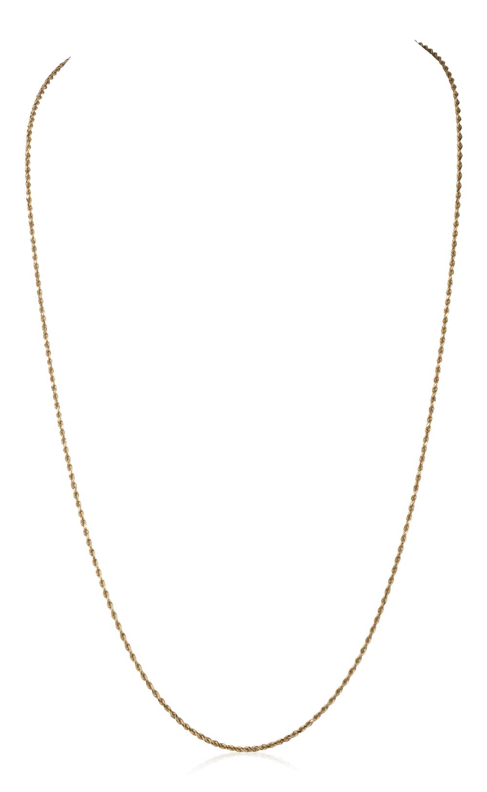 14K YELLOW GOLD ROPE CHAIN NECKLACE 33db15