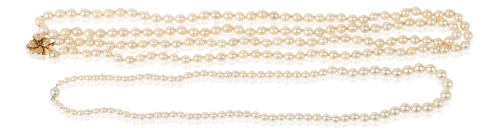 TWO STRANDS OF CULTURED PEARLS
