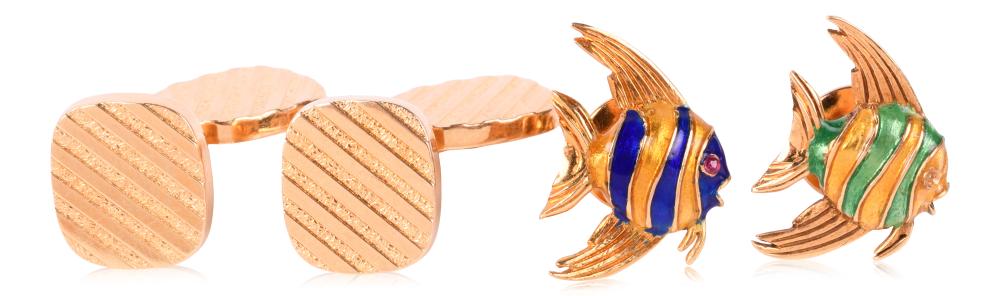 18K YELLOW GOLD S F CUFFLINKS AND 33db30