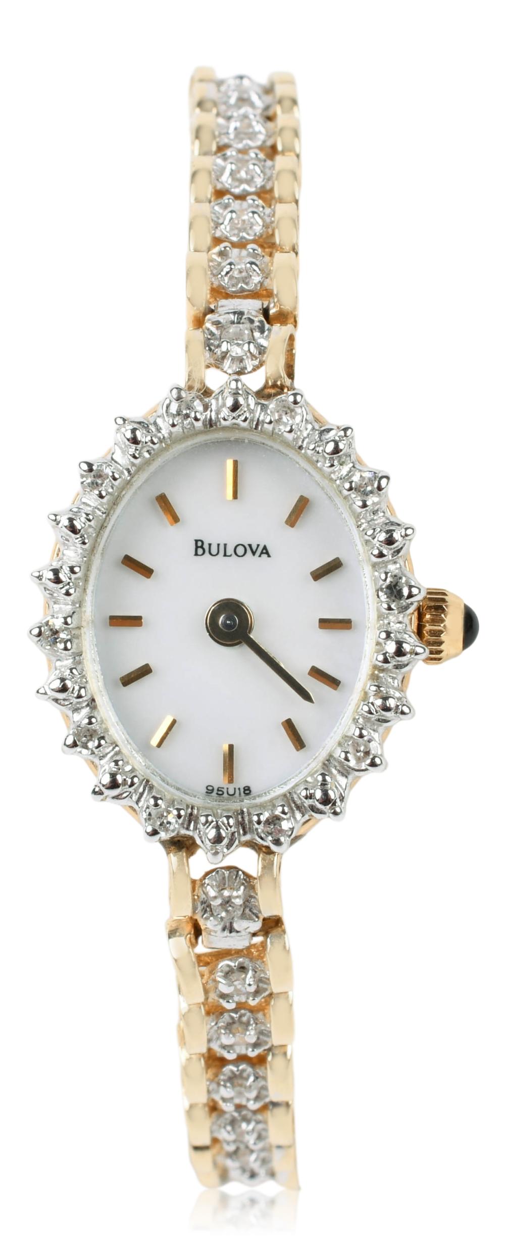 14K YELLOW GOLD BULOVA WOMENS DIAMOND