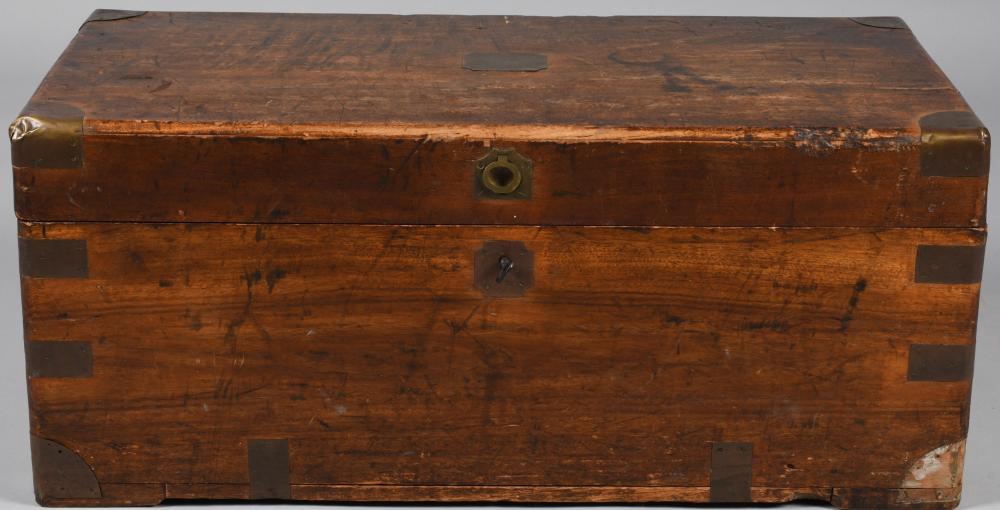 BRASS MOUNTED TEAK CAPTAIN S CHEST  33db9d