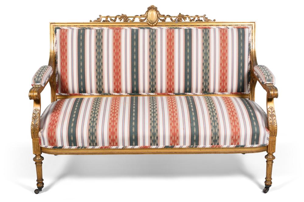 LOUIS XVI STYLE GILTWOOD SETTEE  33dbc8