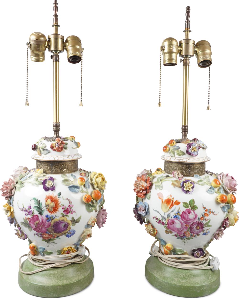 PAIR OF GERMAN PORCELAIN COVERED