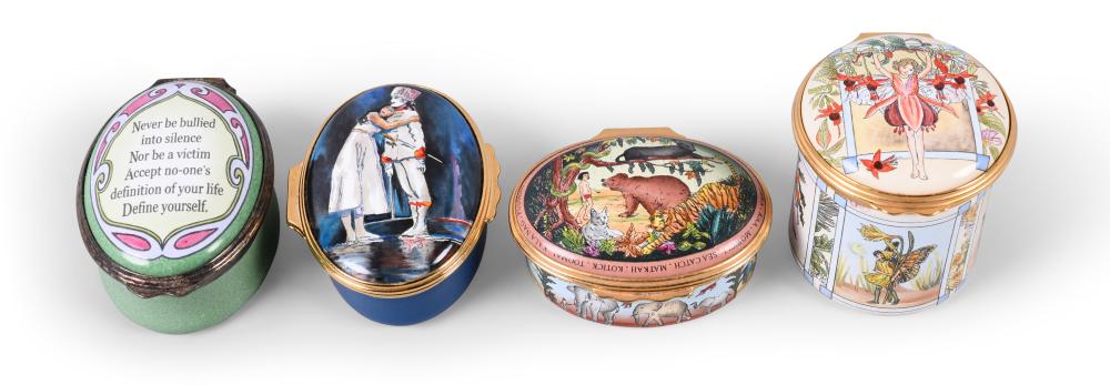 HALCYON DAYS ENAMEL MUSIC BOX AND THREE