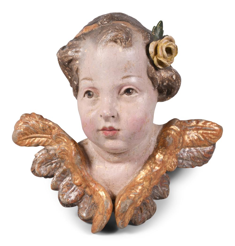 ITALIAN CARVED WOOD CHERUB, CIRCA