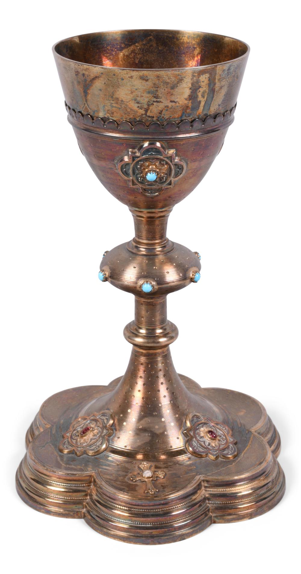 FRENCH SILVER CHALICE WITH TURQUOISE