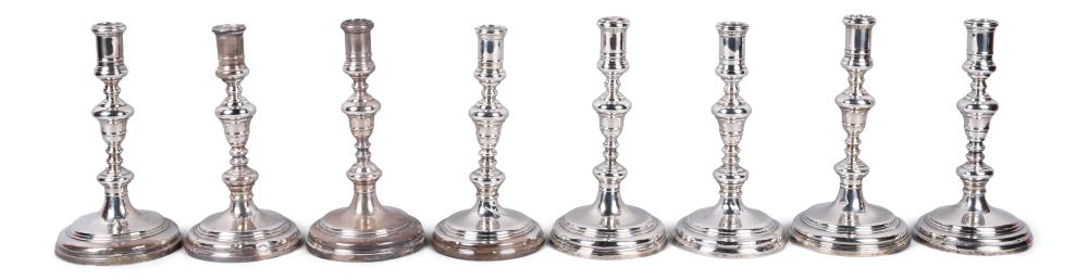 TWO PAIRS OF ENGLISH SILVER CANDLESTICKS 33dc42