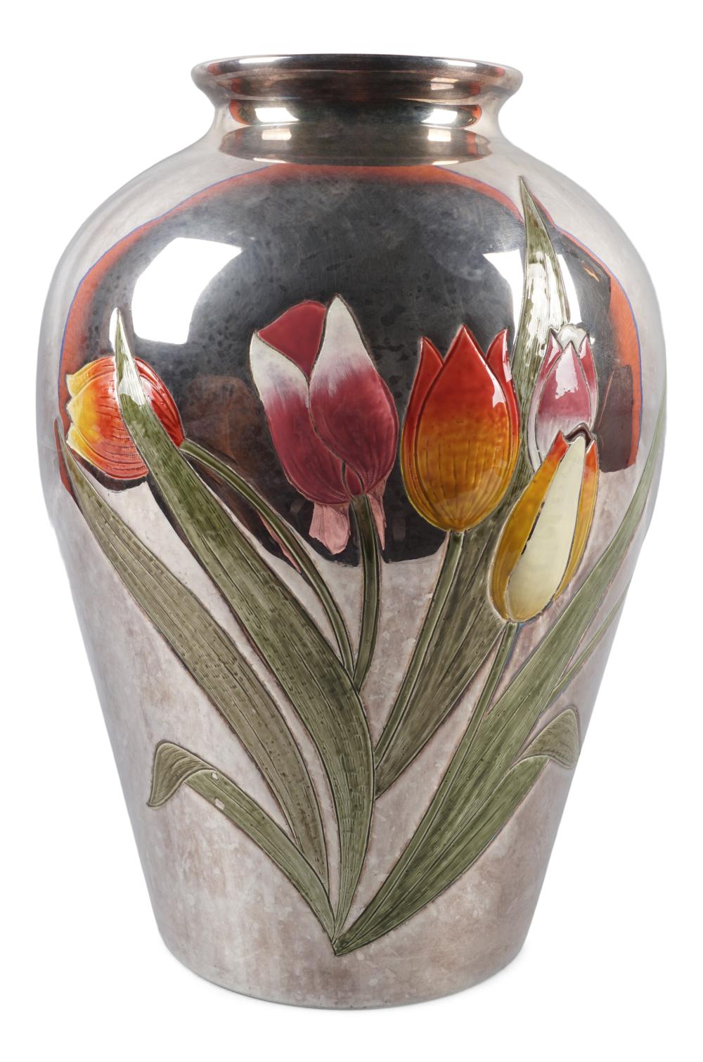 CONTINENTAL ENAMEL ON SILVER VASE 33dc60