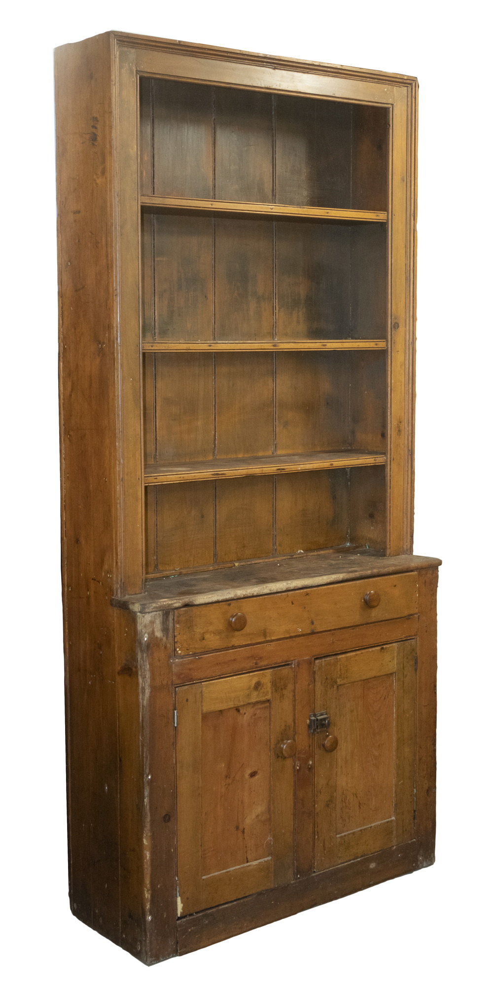 PINE STEPBACK CUPBOARD 19th c  33dd08