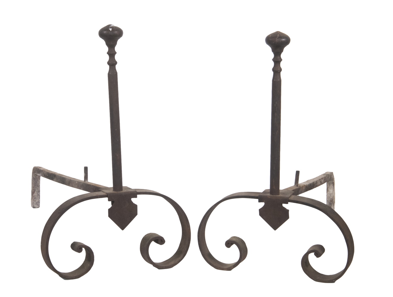 PR IRON ANDIRONS Pair of Hand Forged 33dd2e