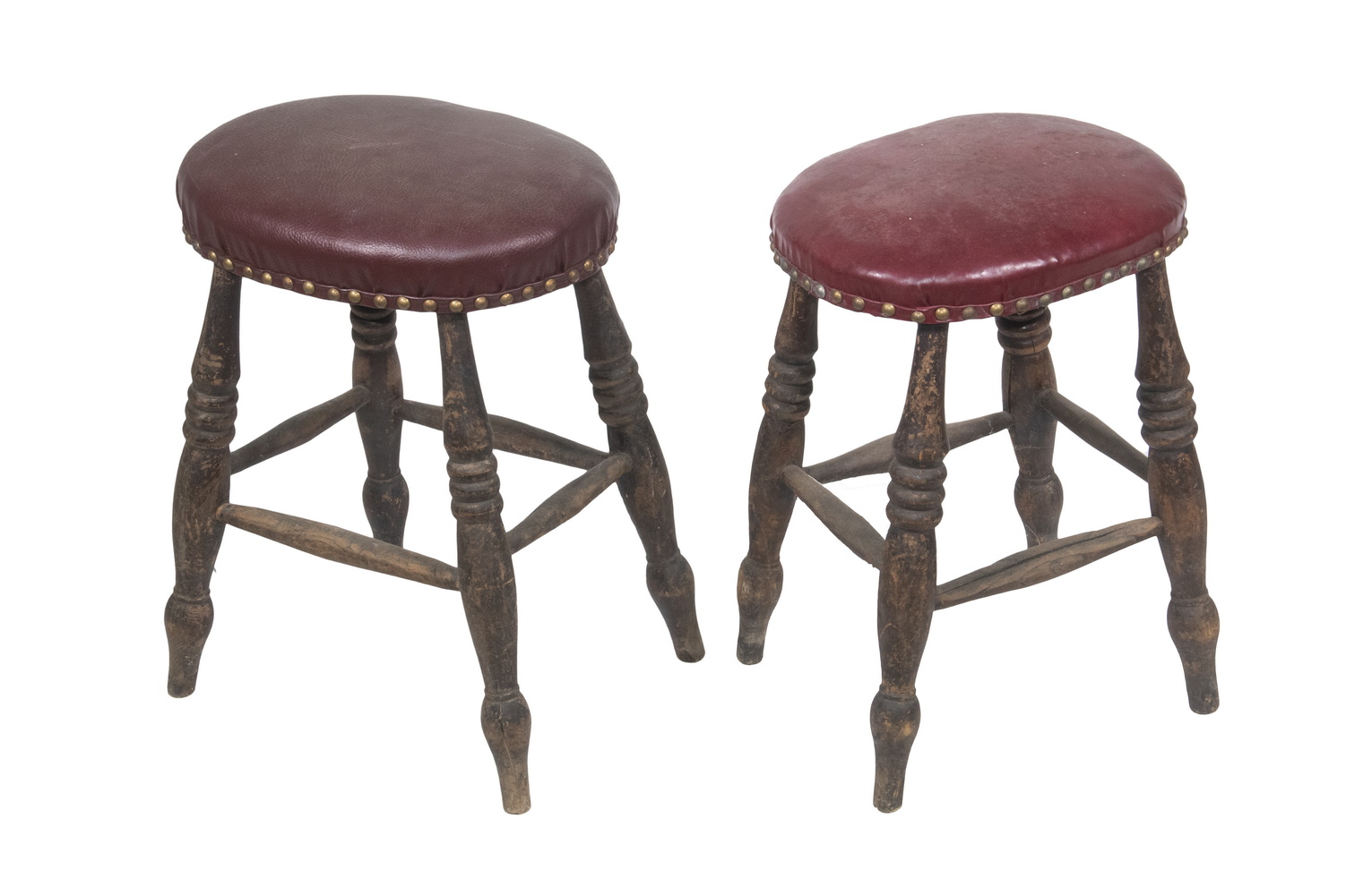 LEATHER TOPPED STOOLS Lot of 2  33dd9d