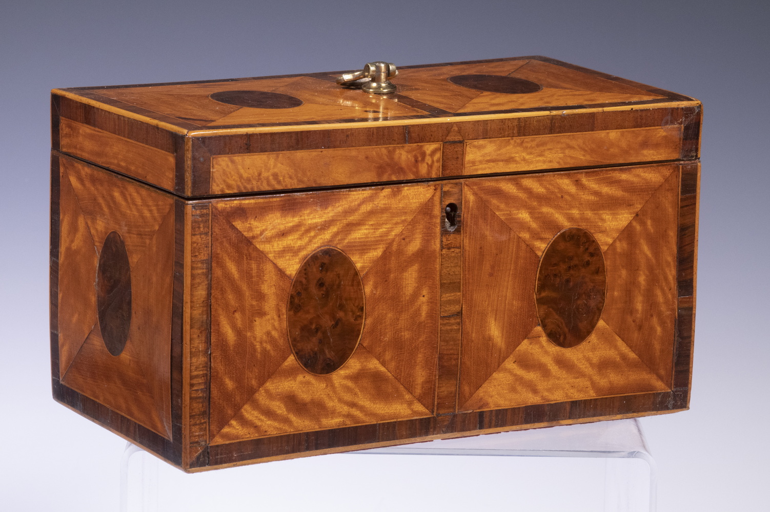 INLAID SATINWOOD TEA CADDY 19th 33dda1