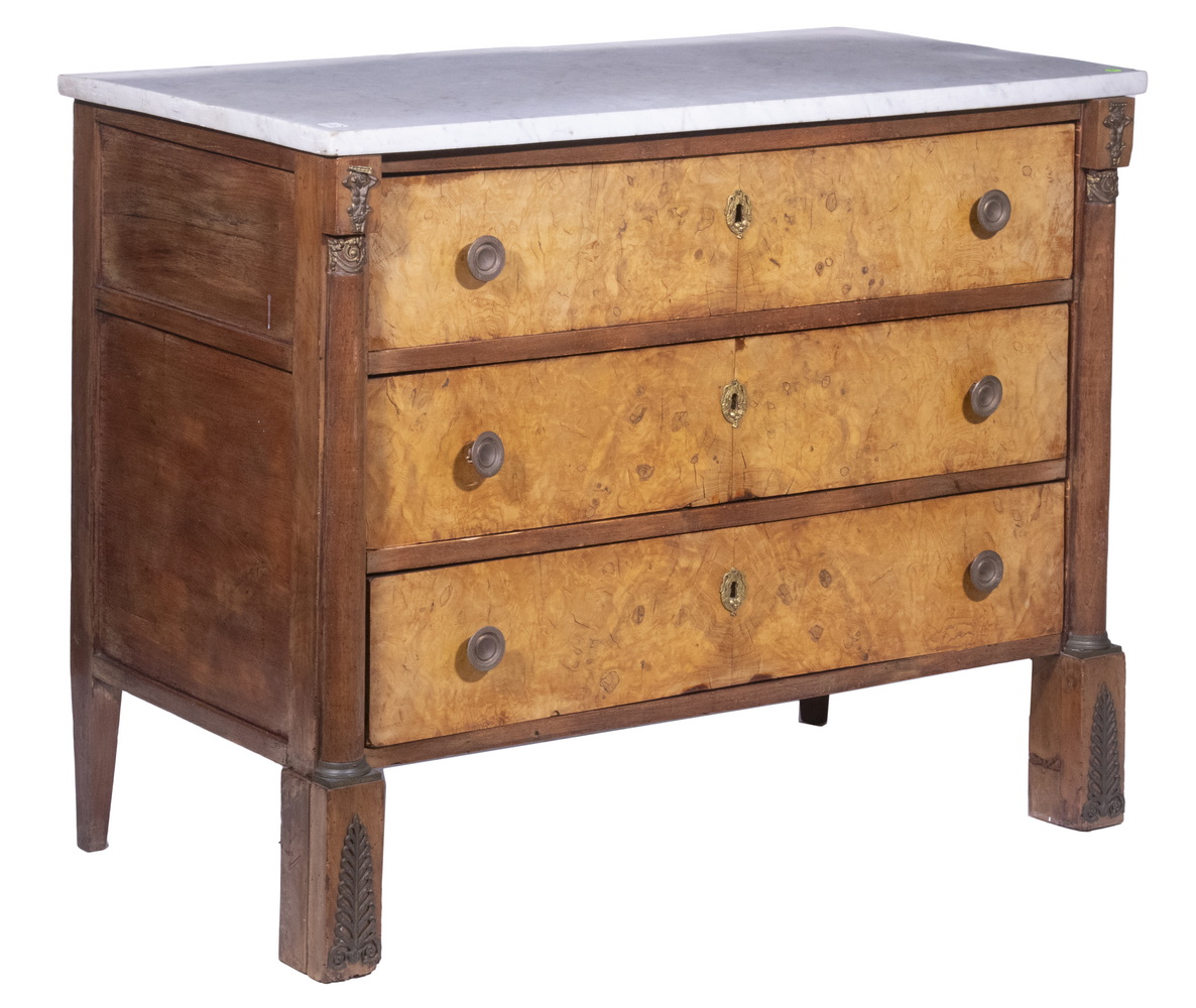 FRENCH MARBLE TOP CHEST Late 18th