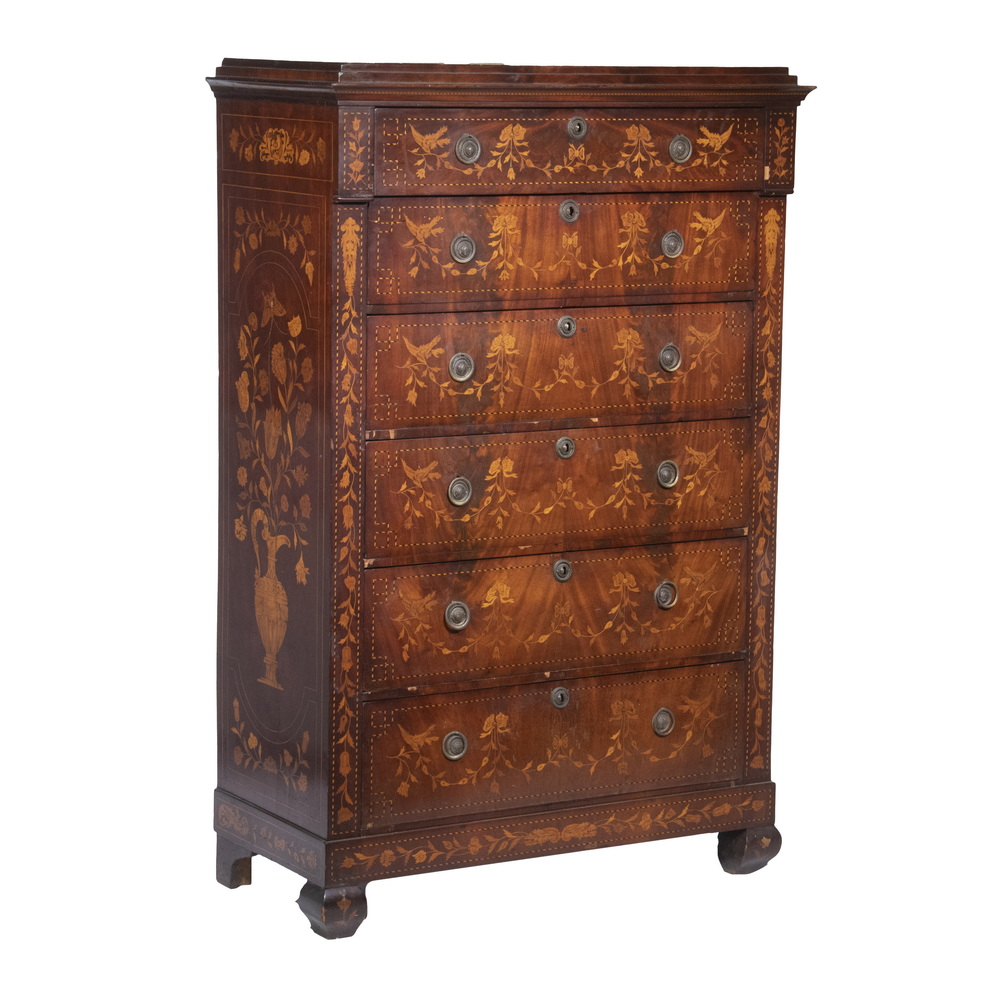 DUTCH MARQUETRY CHEST Early 19th 33dddf