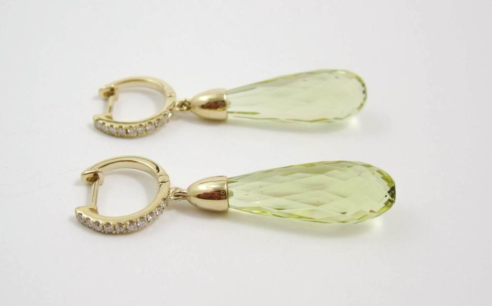 A PAIR OF LEMON TOPAZ, DIAMOND