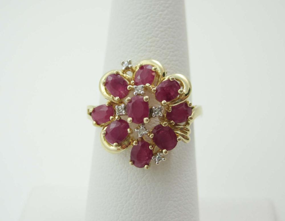 RUBY, DIAMOND AND FOURTEEN KARAT GOLD