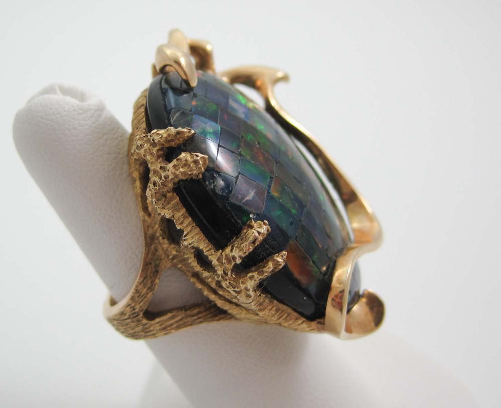 LARGE BLACK OPAL AND FOURTEEN KARAT 33de7a