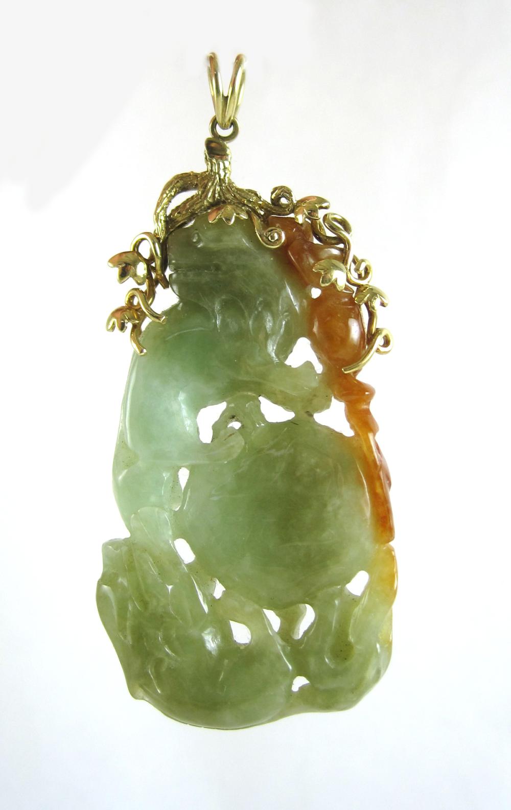 CHINESE JADE AND FOURTEEN KARAT