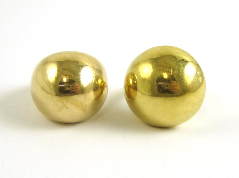 TWO HEAVY YELLOW GOLD DOME RINGS: