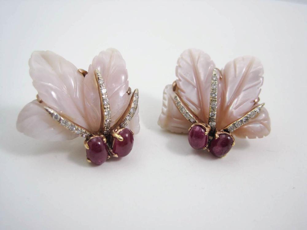 PAIR OF RUBY AND DIAMOND EARRINGS,