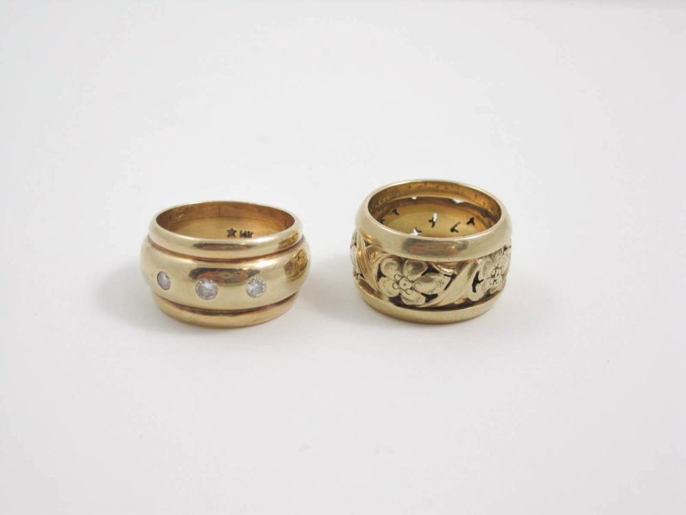 TWO FOURTEEN KARAT YELLOW GOLD