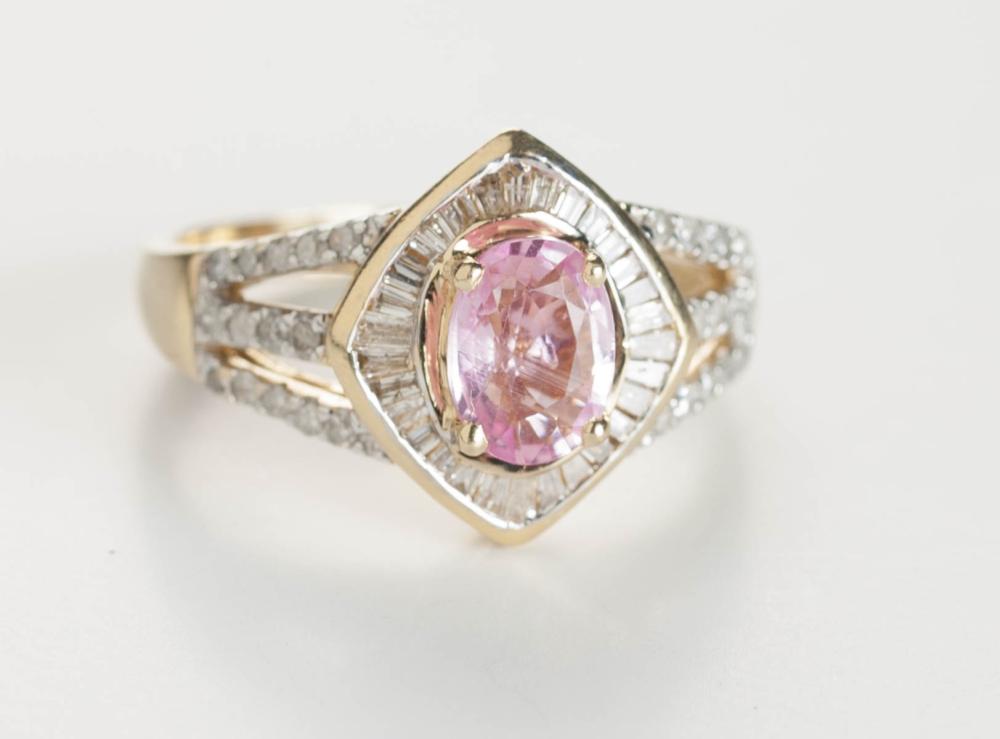 PINK SAPPHIRE, DIAMOND AND FOURTEEN