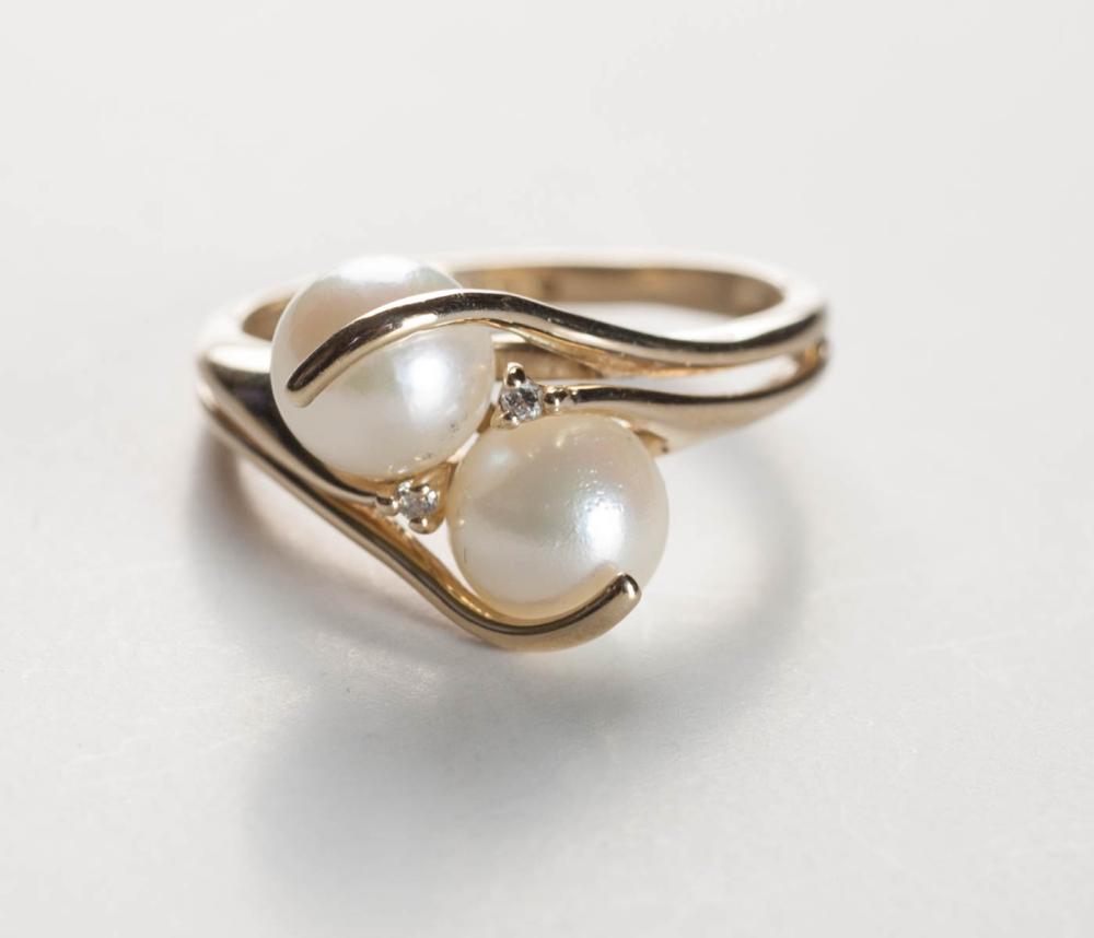 PEARL, DIAMOND AND FOURTEEN KARAT GOLD