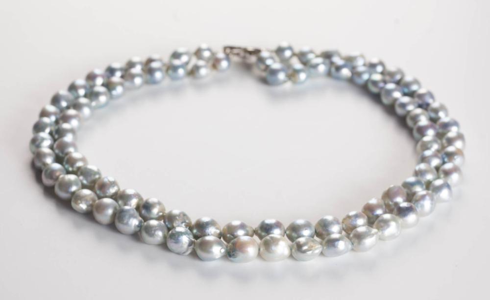 DOUBLE STRAND GREY PEARL NECKLACE  33df1a