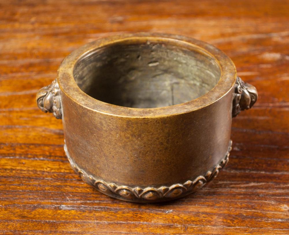 CHINESE PATINATED BRONZE CENSER,