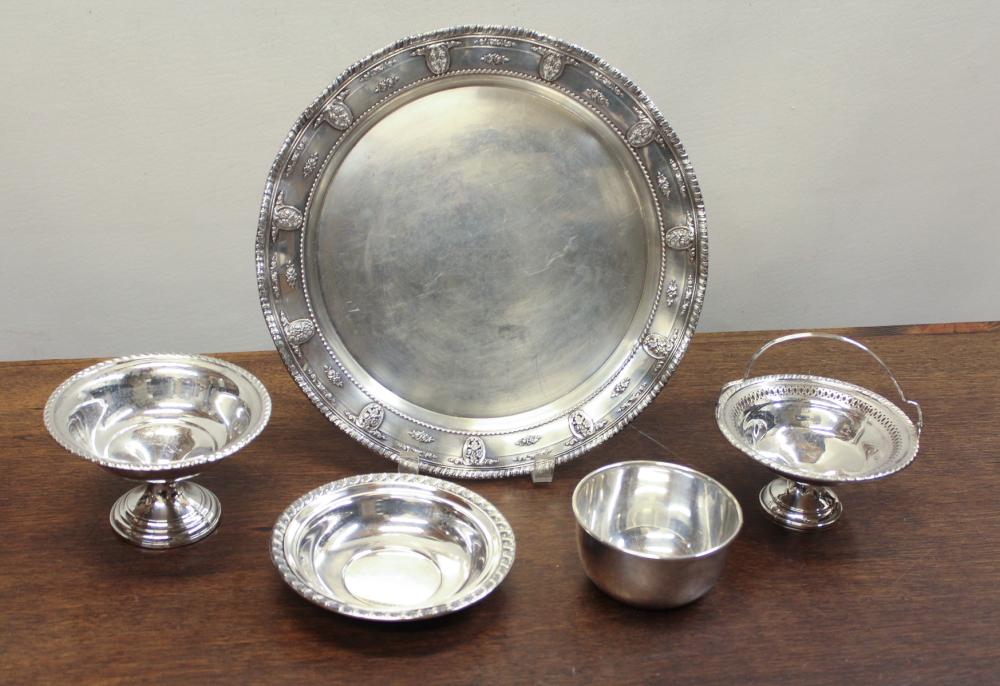 FIVE STERLING SILVER HOLLOWWARE ARTICLES,