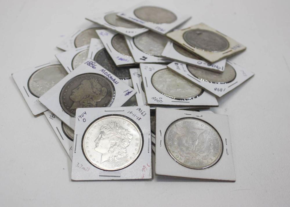 NINETEEN U.S. SILVER MORGAN DOLLARS: